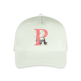 Kinder Snapback Cap personalisiert –  mit Anfangsbuchstaben "P" Pinguin - Helles Mintgrün