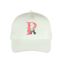 Kinder Snapback Cap personalisiert –  mit Anfangsbuchstaben "P" Pinguin - Helles Mintgrün