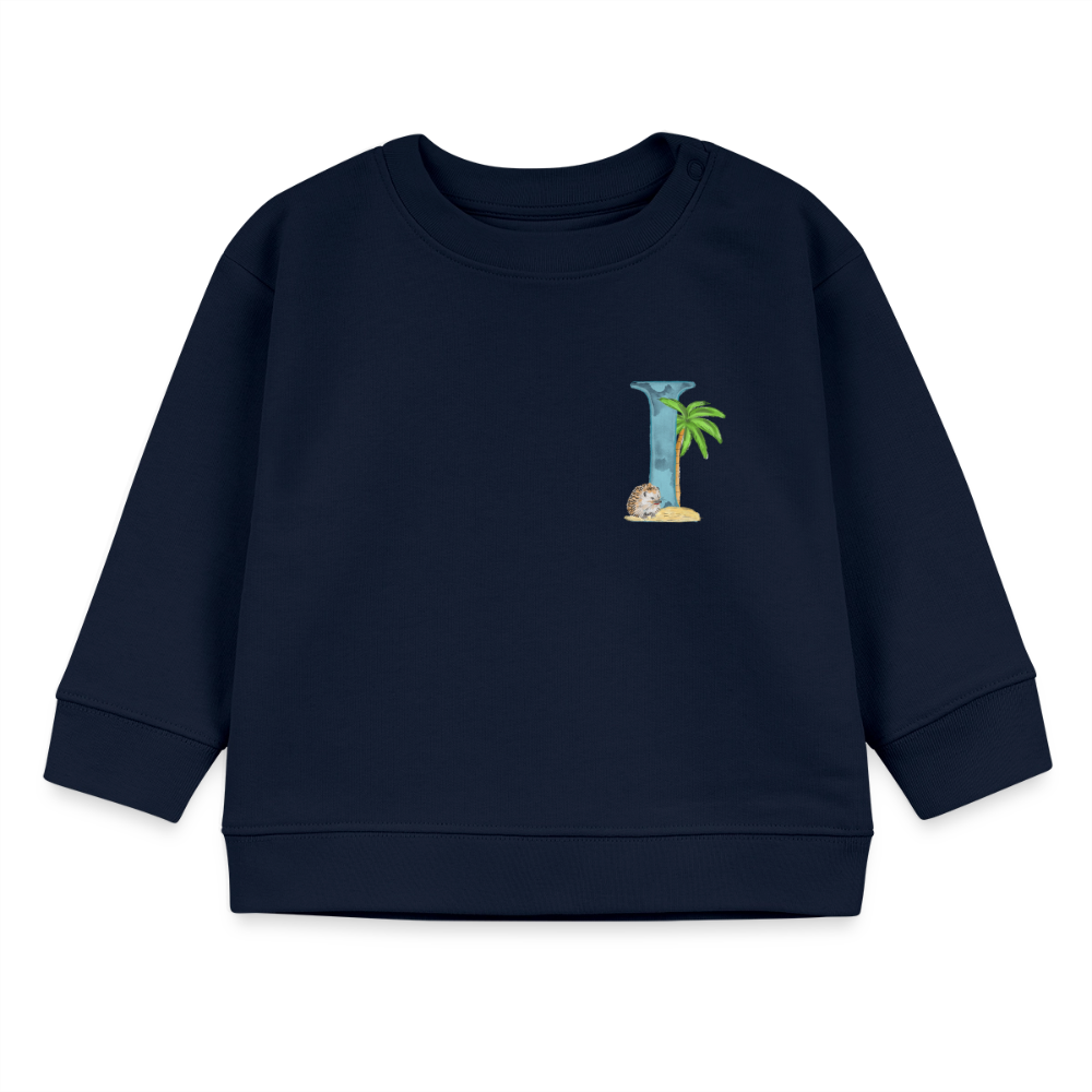 Baby Sweatshirt personalisiert – Bio-Baumwolle Buchstabe "I" - Navy