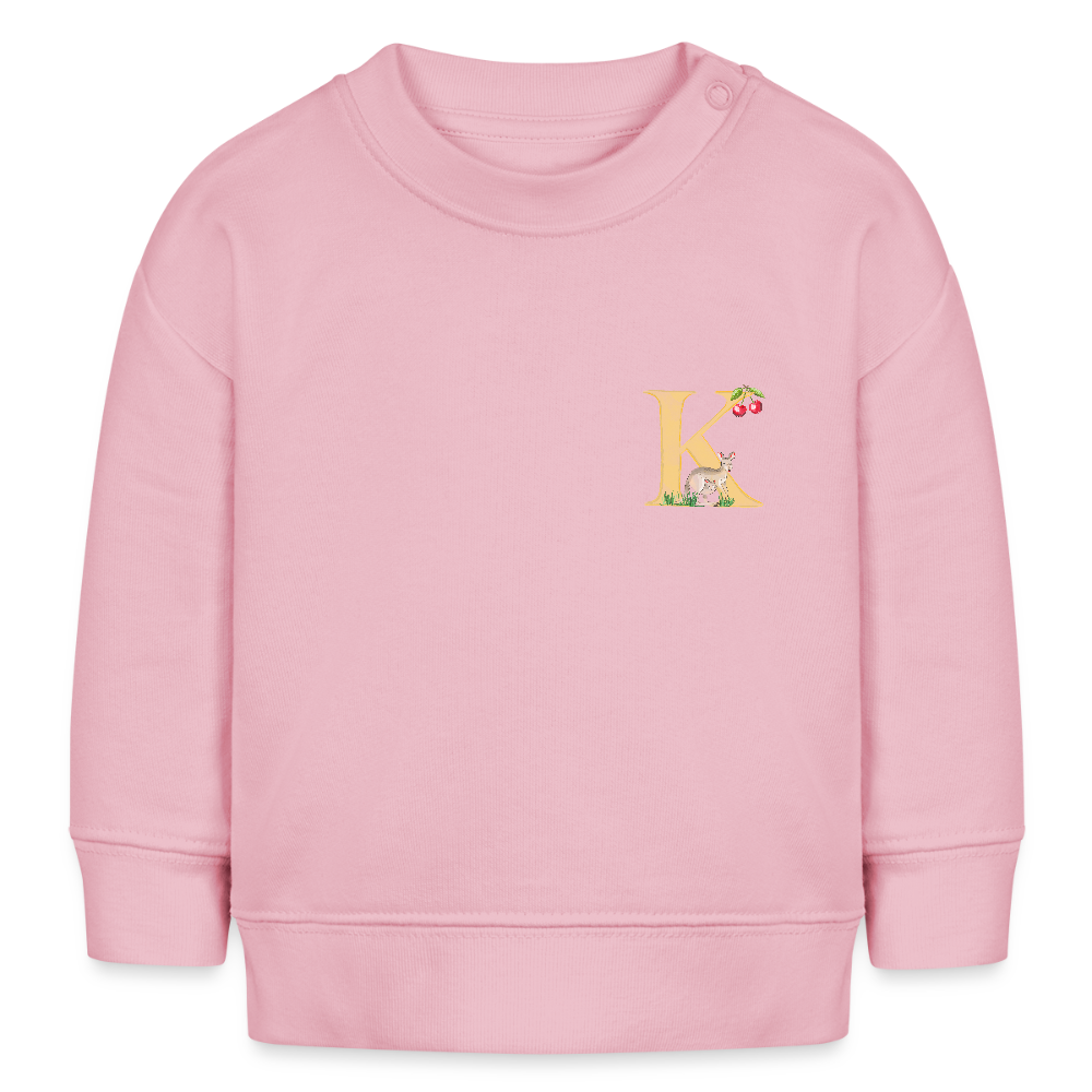 Baby Sweatshirt personalisiert – Bio-Baumwolle Buchstabe "K" - Hellrosa