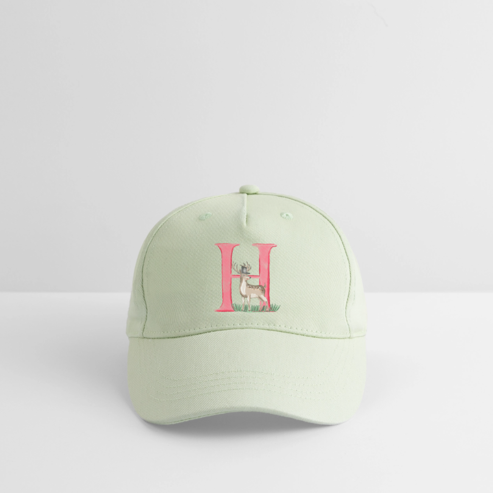 Kinder Snapback Cap personalisiert –  mit Anfangsbuchstaben "H" Hirsch - Helles Mintgrün