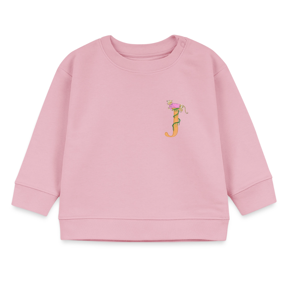Baby Sweatshirt personalisiert – Bio-Baumwolle Buchstabe "J" rosa - Hellrosa