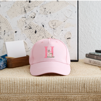 Kinder Snapback Cap personalisiert –  mit Anfangsbuchstaben "H" Hirsch - Hellrosa