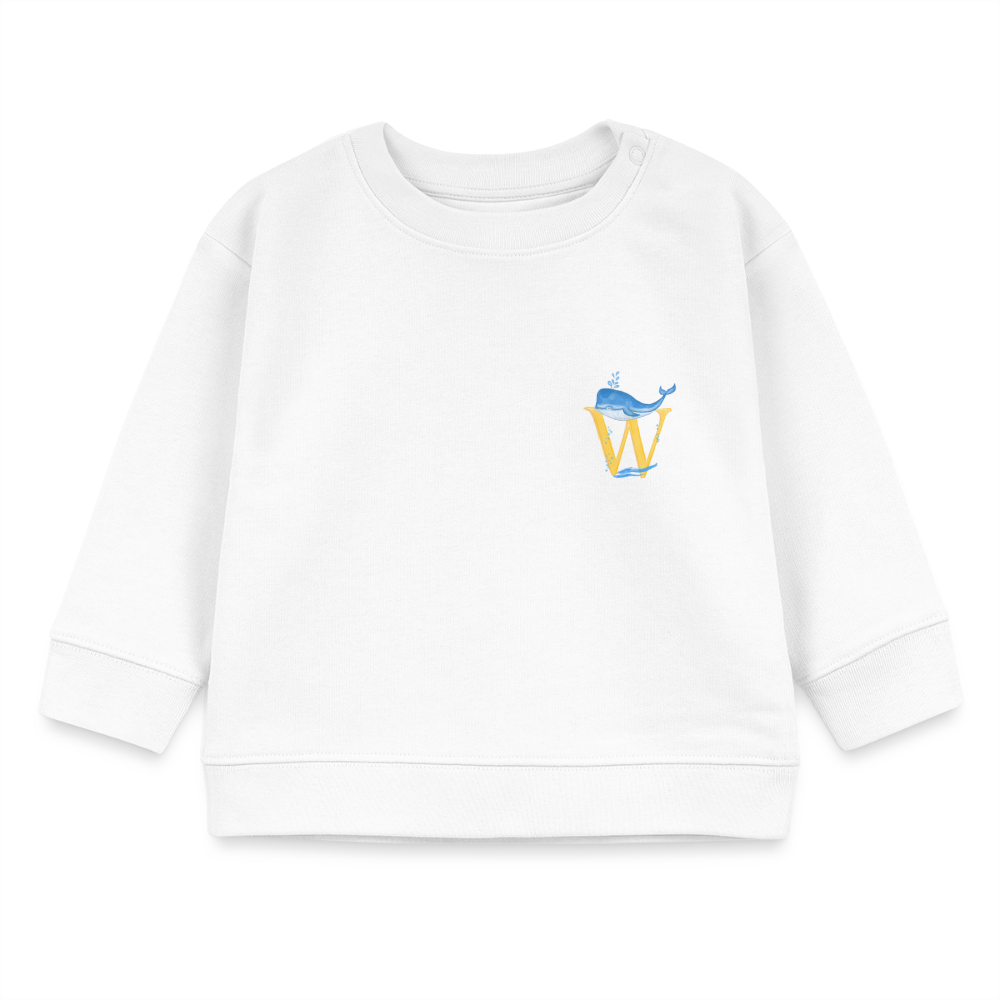 Baby Sweatshirt personalisiert – Bio-Baumwolle Buchstabe "W" - Weiß