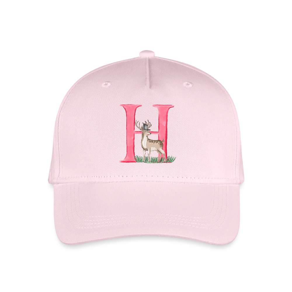 Kinder Snapback Cap personalisiert –  mit Anfangsbuchstaben "H" Hirsch - Hellrosa