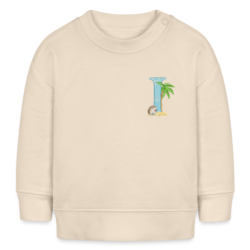 Baby Sweatshirt personalisiert – Bio-Baumwolle Buchstabe "I" - Weißgrau