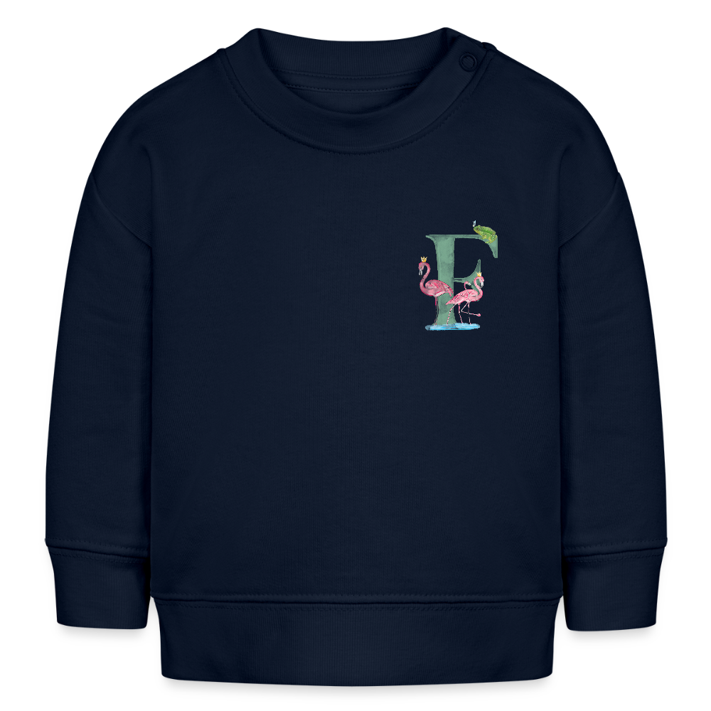 Baby Sweatshirt personalisiert – Bio-Baumwolle Buchstabe "F" - Navy