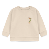 Baby Sweatshirt personalisiert – Bio-Baumwolle Buchstabe "J" rosa - Weißgrau