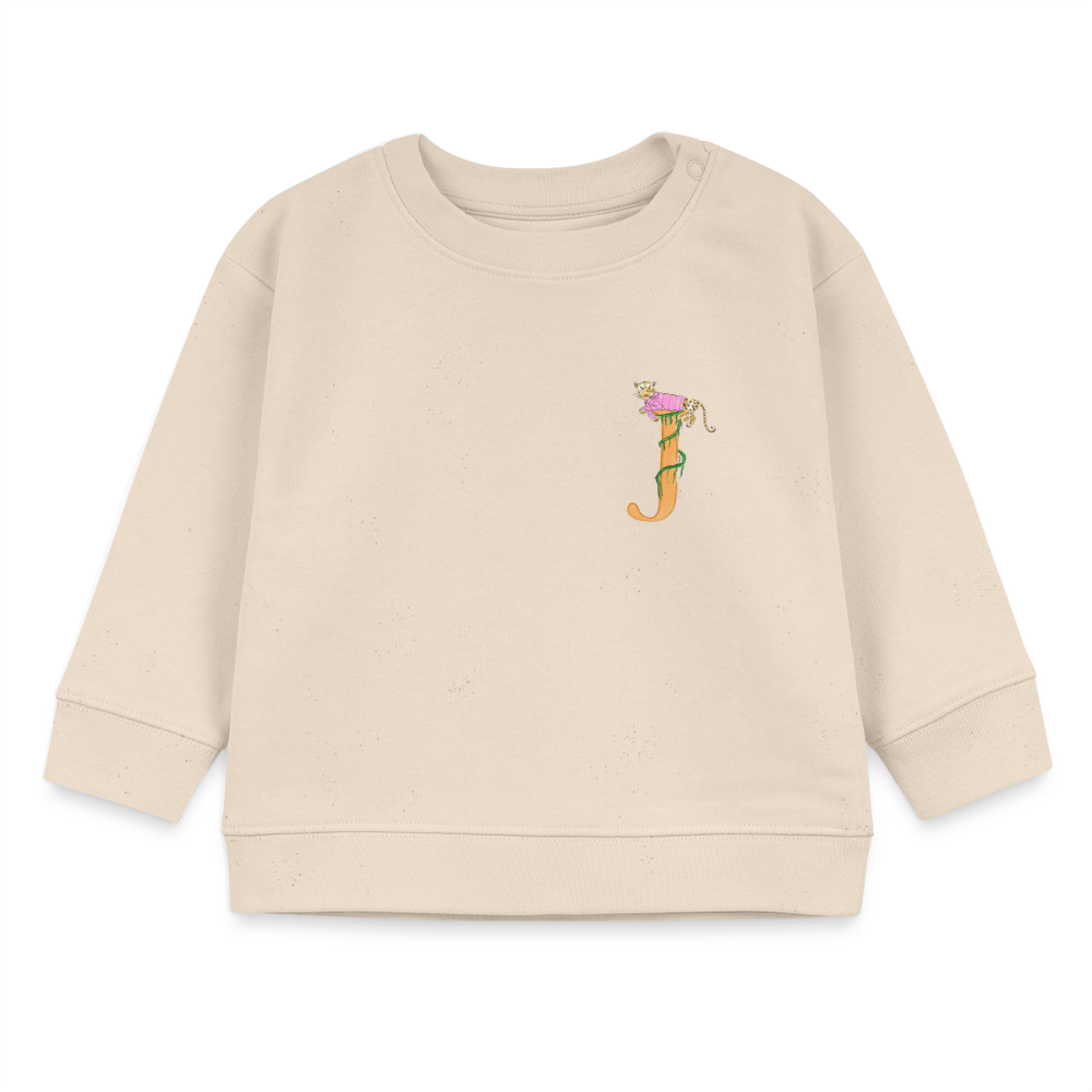 Baby Sweatshirt personalisiert – Bio-Baumwolle Buchstabe "J" rosa - Weißgrau