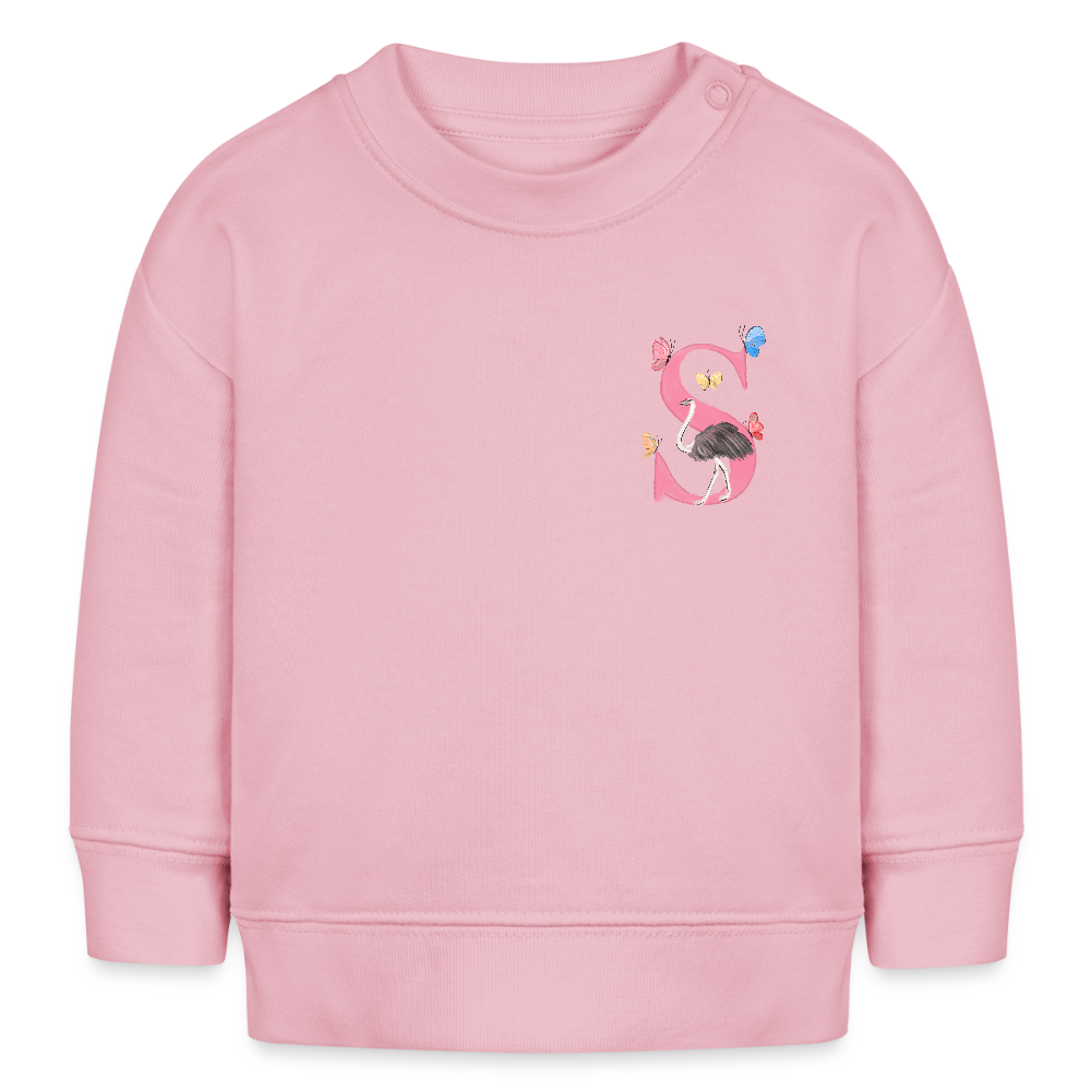 Baby Sweatshirt personalisiert – Bio-Baumwolle Buchstabe "S" - Hellrosa