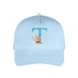 Kinder Snapback Cap personalisiert –  mit Anfangsbuchstaben "T" - Hellblau