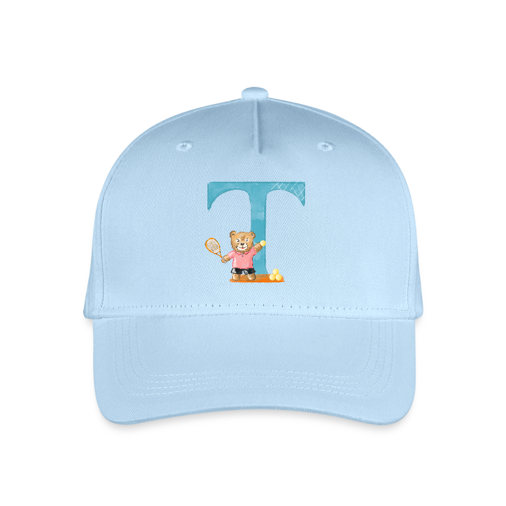 Kinder Snapback Cap personalisiert –  mit Anfangsbuchstaben "T" - Hellblau