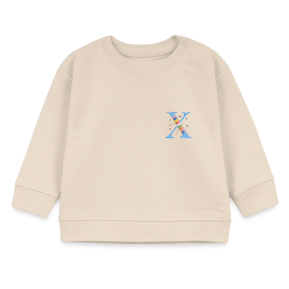 Baby Sweatshirt personalisiert – Bio-Baumwolle Buchstabe "X" - Weißgrau