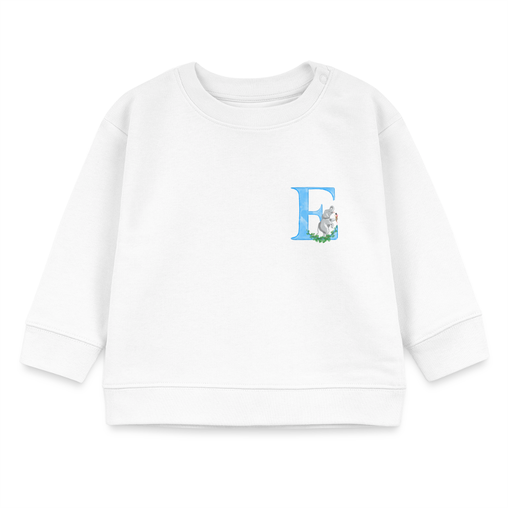 Baby Sweatshirt personalisiert – Bio-Baumwolle Buchstabe "E" - Weiß