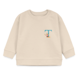 Baby Sweatshirt personalisiert – Bio-Baumwolle Buchstabe "T" - Weißgrau