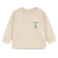 Baby Sweatshirt personalisiert – Bio-Baumwolle Buchstabe "T" - Weißgrau