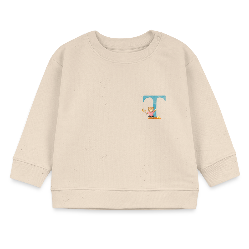 Baby Sweatshirt personalisiert – Bio-Baumwolle Buchstabe "T" - Weißgrau