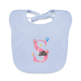 Baby Lätzchen personalisiert – Bio-Baumwolle mit Buchstabe "S" 🌱🍼 - sky Blue