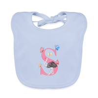 Baby Lätzchen personalisiert – Bio-Baumwolle mit Buchstabe "S" 🌱🍼 - sky Blue
