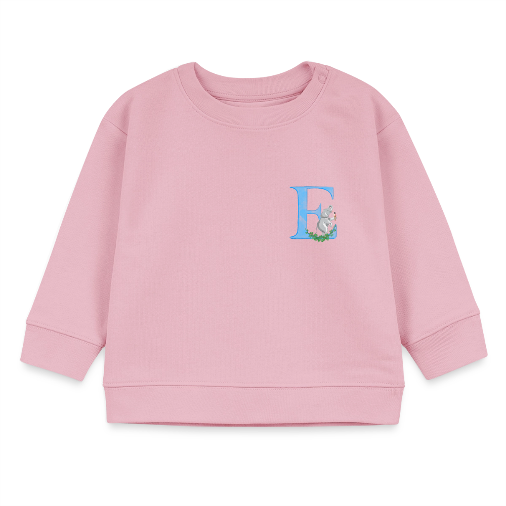 Baby Sweatshirt personalisiert – Bio-Baumwolle Buchstabe "E" - Hellrosa