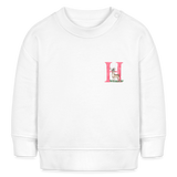 Baby Sweatshirt personalisiert – Bio-Baumwolle Buchstabe "H" Hirsch - Weiß