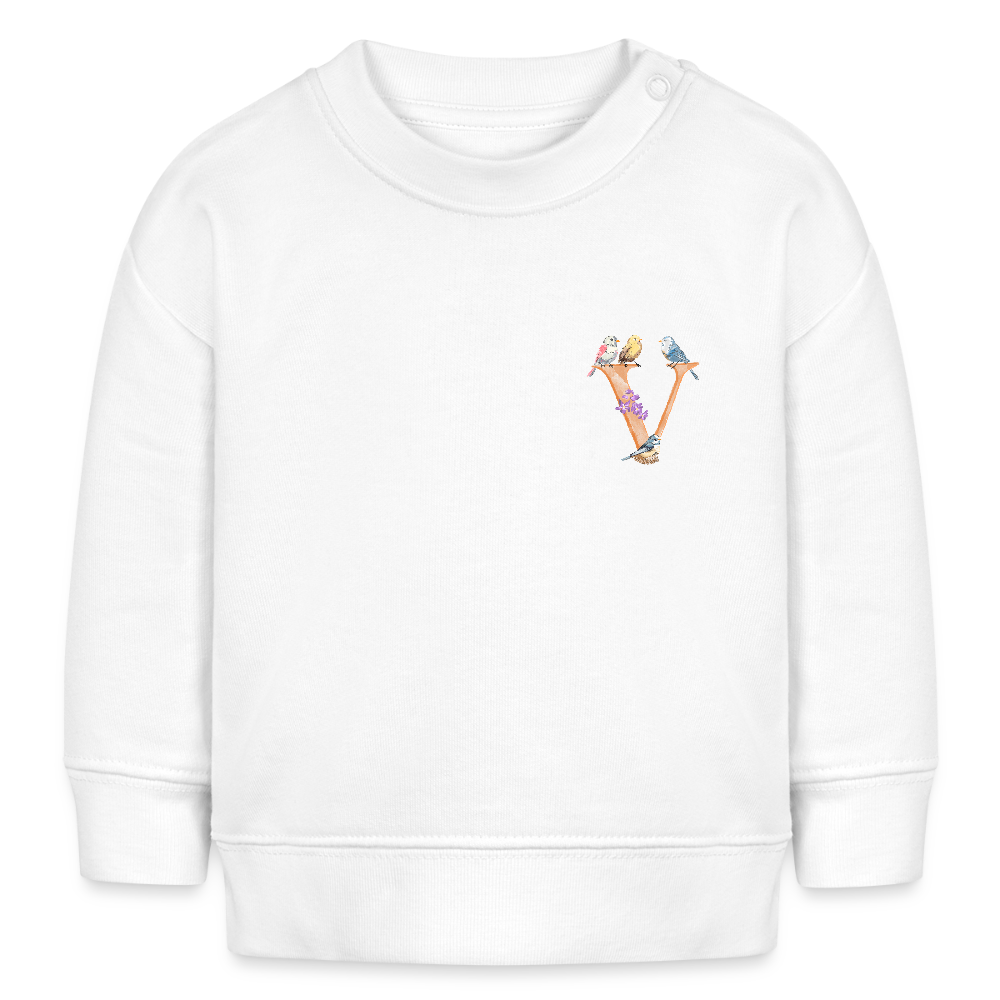 Baby Sweatshirt personalisiert – Bio-Baumwolle Buchstabe "V" - Weiß