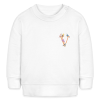 Baby Sweatshirt personalisiert – Bio-Baumwolle Buchstabe "V" - Weiß