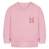 Baby Sweatshirt personalisiert – Bio-Baumwolle Buchstabe "H" Hirsch - Hellrosa