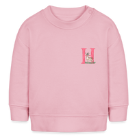 Baby Sweatshirt personalisiert – Bio-Baumwolle Buchstabe "H" Hirsch - Hellrosa