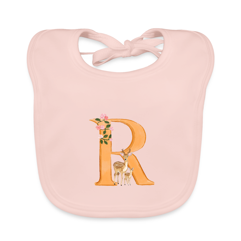 Baby Lätzchen personalisiert – Bio-Baumwolle mit Buchstabe "R" 🌱🍼 - Rose