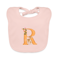 Baby Lätzchen personalisiert – Bio-Baumwolle mit Buchstabe "R" 🌱🍼 - Rose