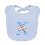 Baby Lätzchen personalisiert – Bio-Baumwolle mit Buchstabe "X" 🌱🍼 - sky Blue