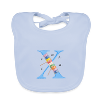 Baby Lätzchen personalisiert – Bio-Baumwolle mit Buchstabe "X" 🌱🍼 - sky Blue