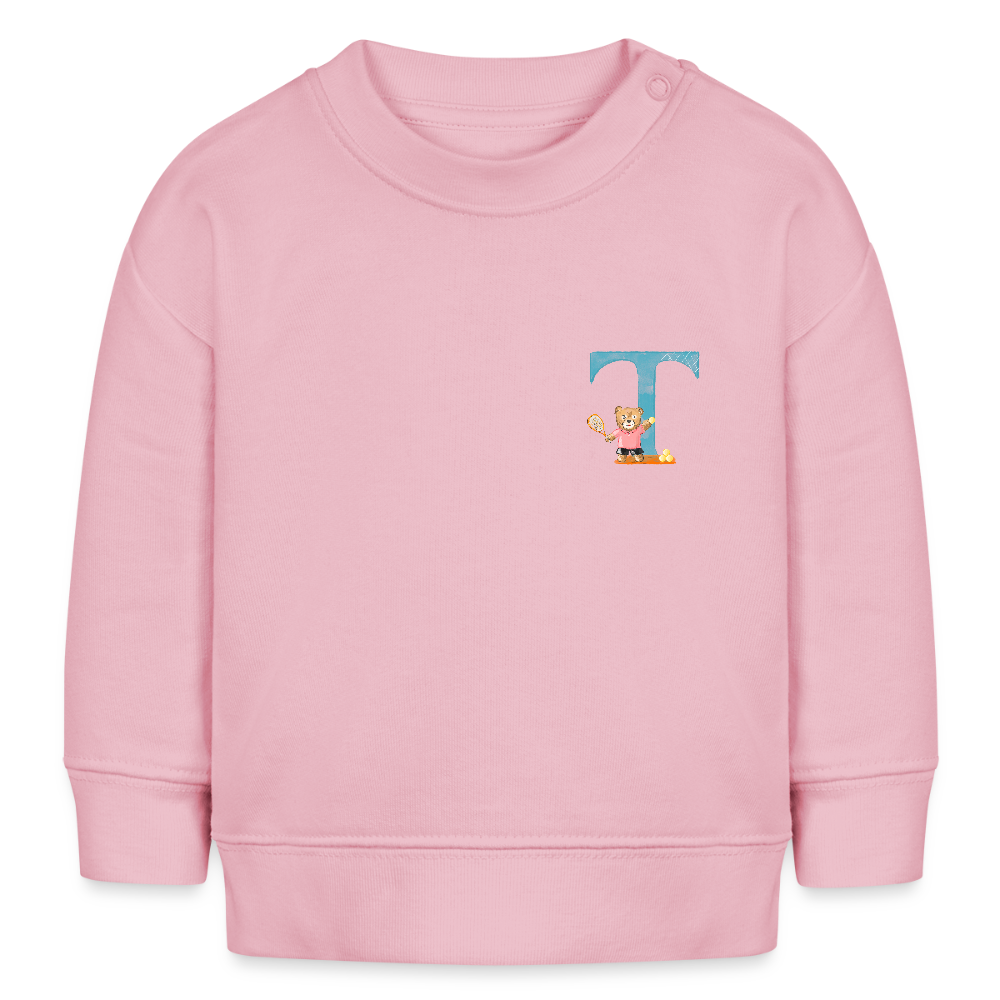 Baby Sweatshirt personalisiert – Bio-Baumwolle Buchstabe "T" - Hellrosa