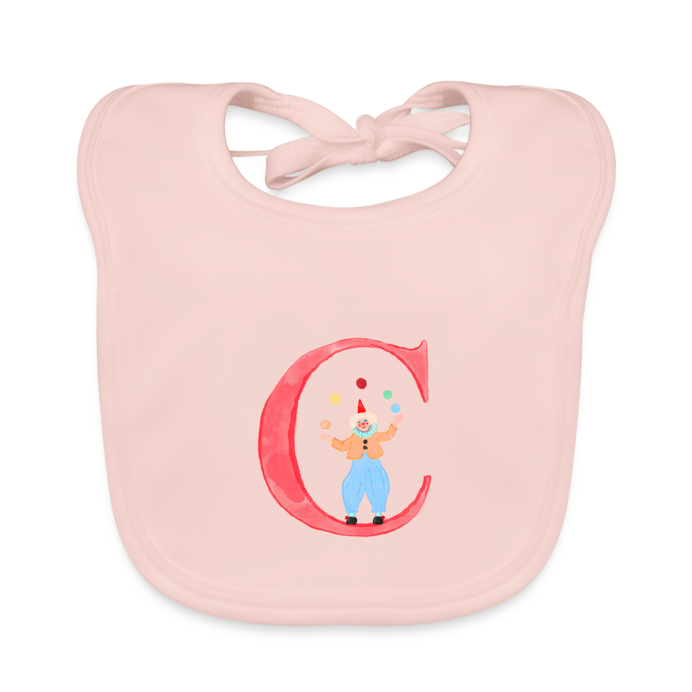 Baby Lätzchen personalisiert – Bio-Baumwolle mit Buchstabe "C" 🌱🍼 - Rose
