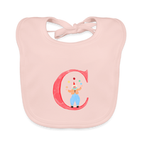 Baby Lätzchen personalisiert – Bio-Baumwolle mit Buchstabe "C" 🌱🍼 - Rose