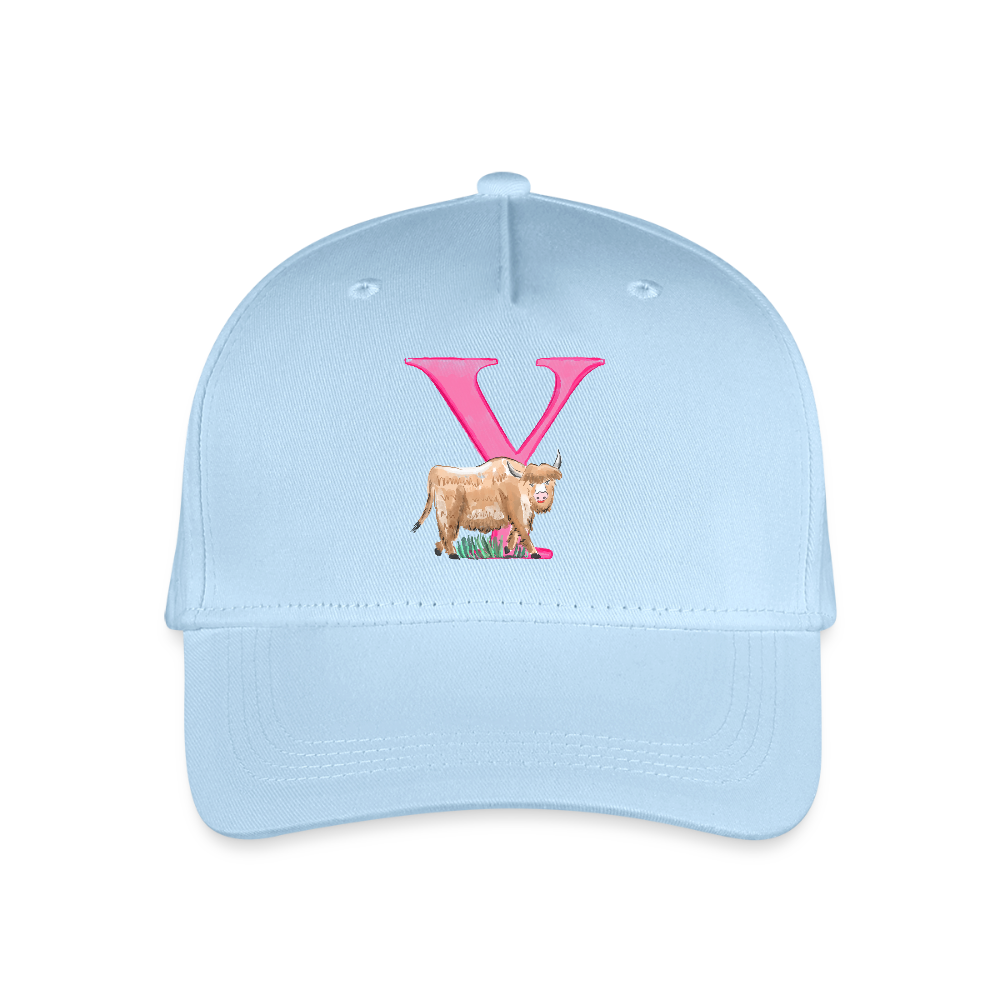 Kinder Snapback Cap personalisiert –  mit Anfangsbuchstaben "Y" - Hellblau