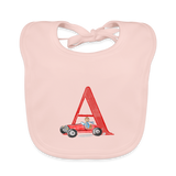 Baby Lätzchen personalisiert – Bio-Baumwolle mit Buchstabe "A" 🌱🍼 - Rose