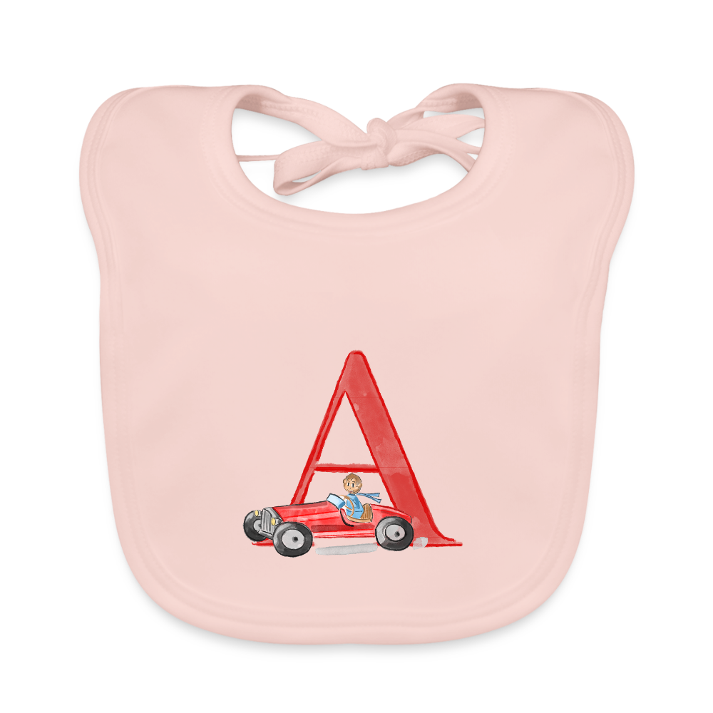 Baby Lätzchen personalisiert – Bio-Baumwolle mit Buchstabe "A" 🌱🍼 - Rose