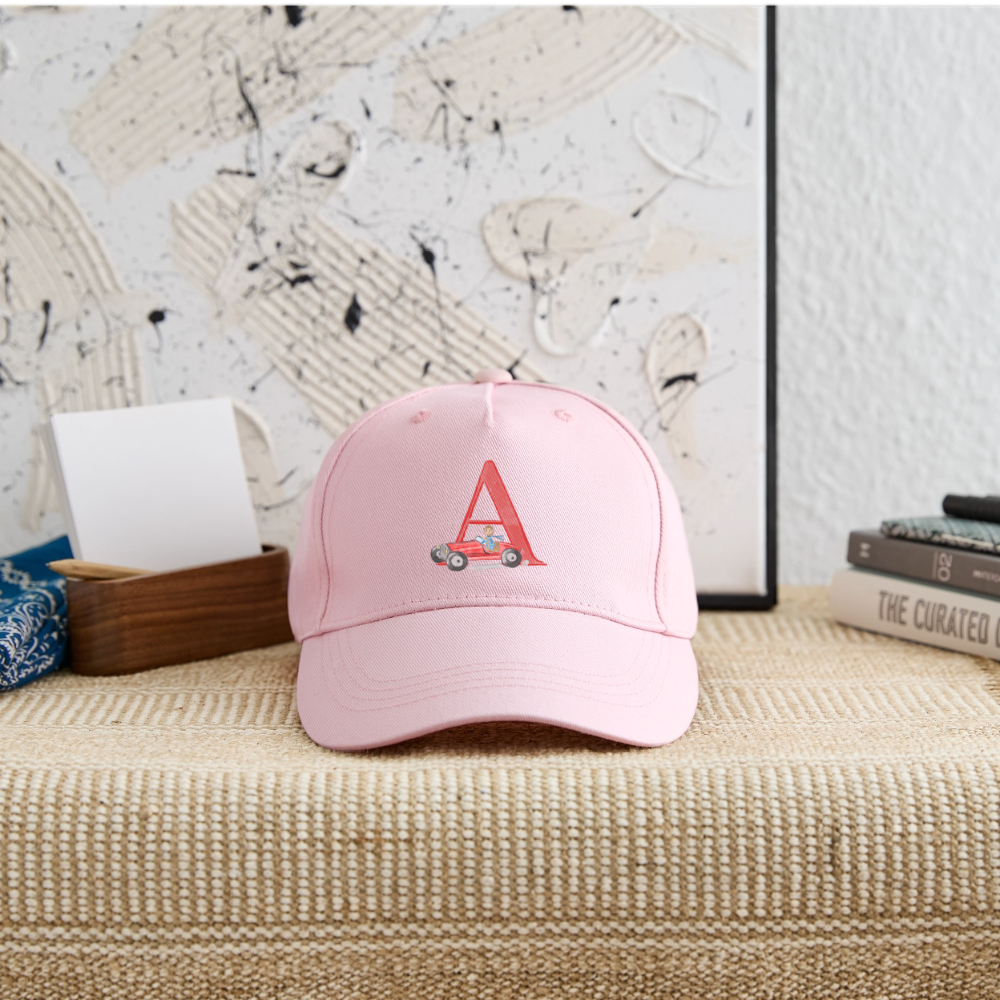 Kinder Snapback Cap personalisiert –  mit Anfangsbuchstaben "A" - Hellrosa