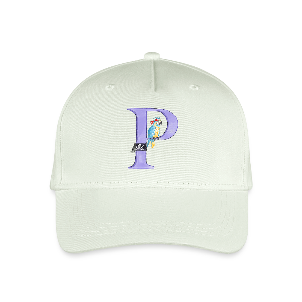 Kinder Snapback Cap personalisiert –  mit Anfangsbuchstaben "P" Pirat - Helles Mintgrün