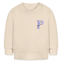 Baby Sweatshirt personalisiert – Bio-Baumwolle Buchstabe "P" - Weißgrau