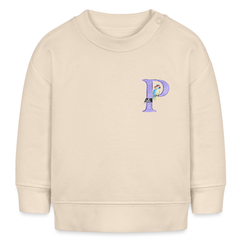 Baby Sweatshirt personalisiert – Bio-Baumwolle Buchstabe "P" - Weißgrau