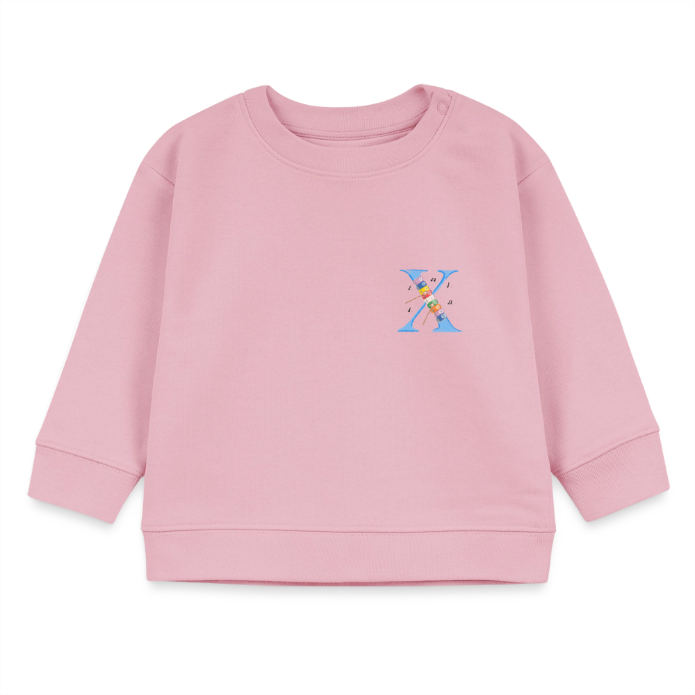 Baby Sweatshirt personalisiert – Bio-Baumwolle Buchstabe "X" - Hellrosa