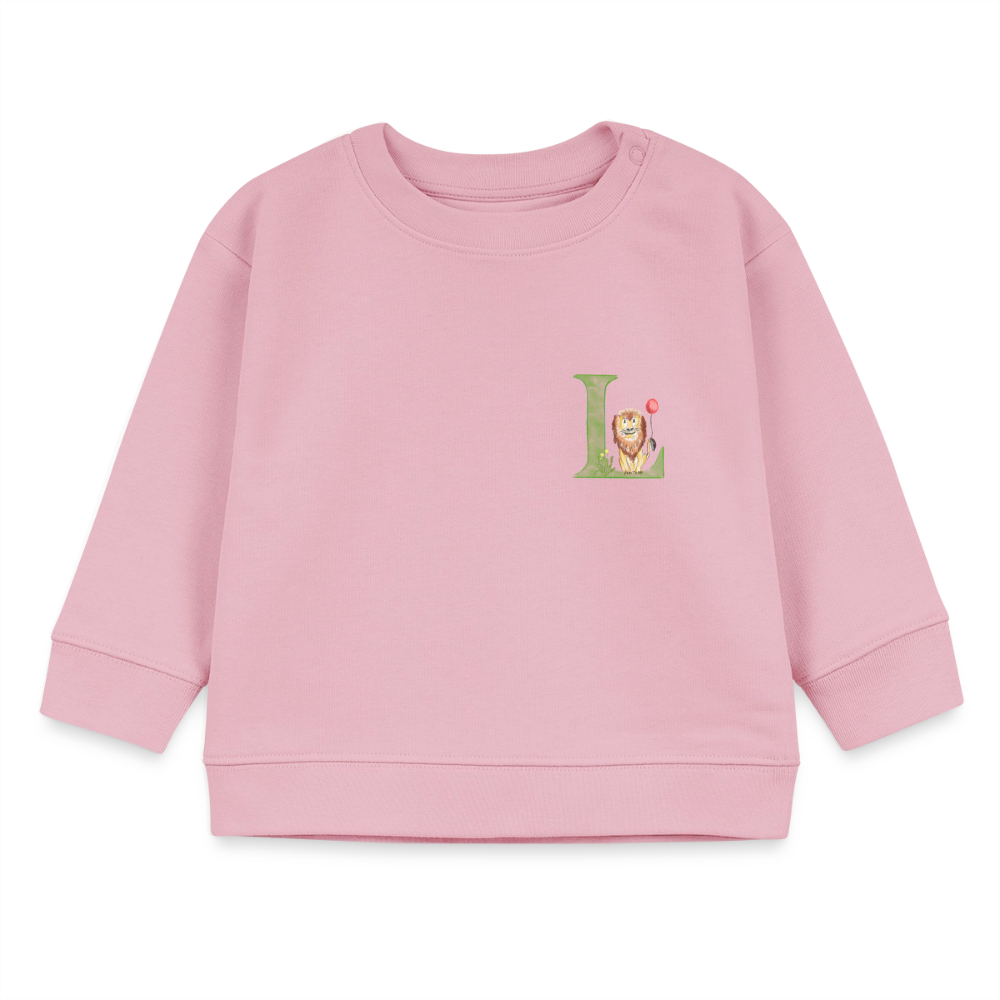 Baby Sweatshirt personalisiert – Bio-Baumwolle Buchstabe "L" - Hellrosa