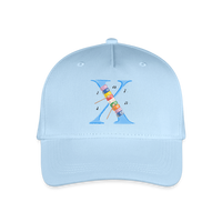 Kinder Snapback Cap personalisiert –  mit Anfangsbuchstaben "X" - Hellblau