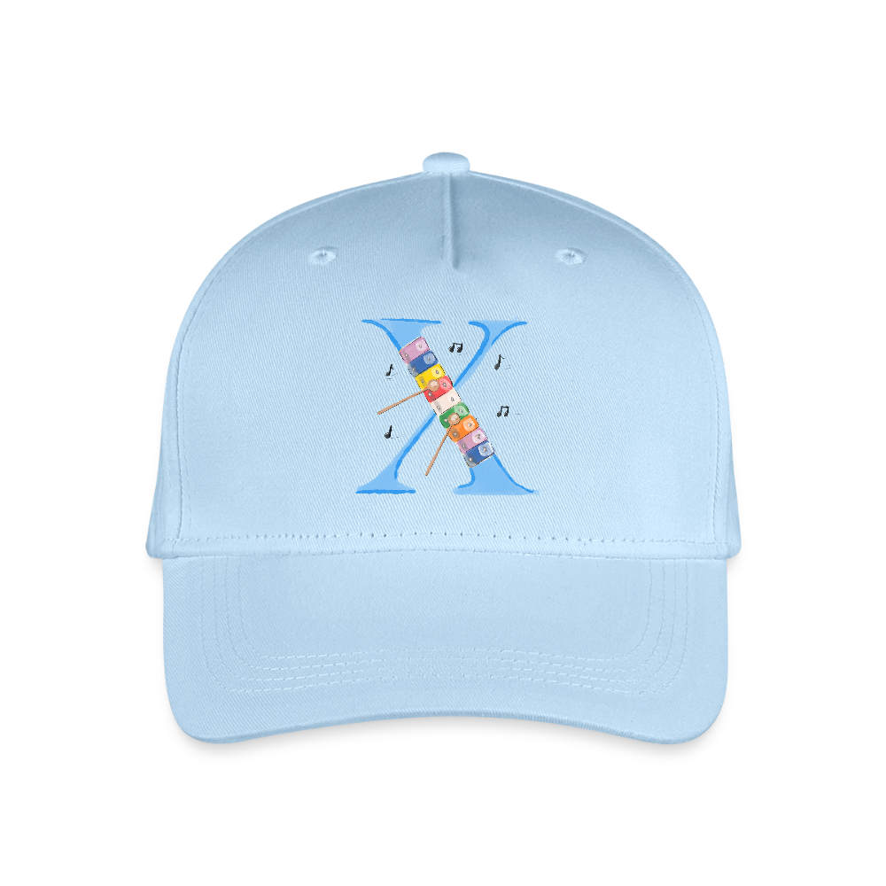 Kinder Snapback Cap personalisiert –  mit Anfangsbuchstaben "X" - Hellblau