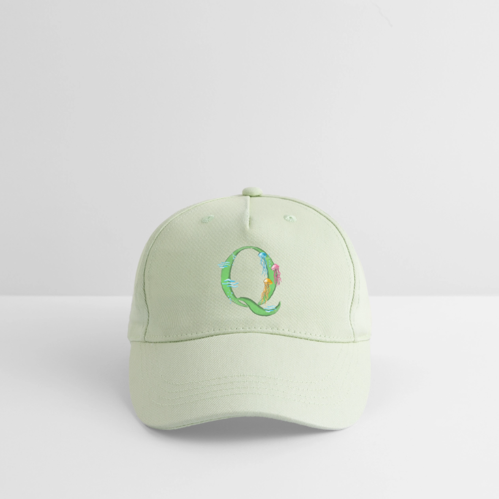 Kinder Snapback Cap personalisiert –  mit Anfangsbuchstaben "Q" - Helles Mintgrün