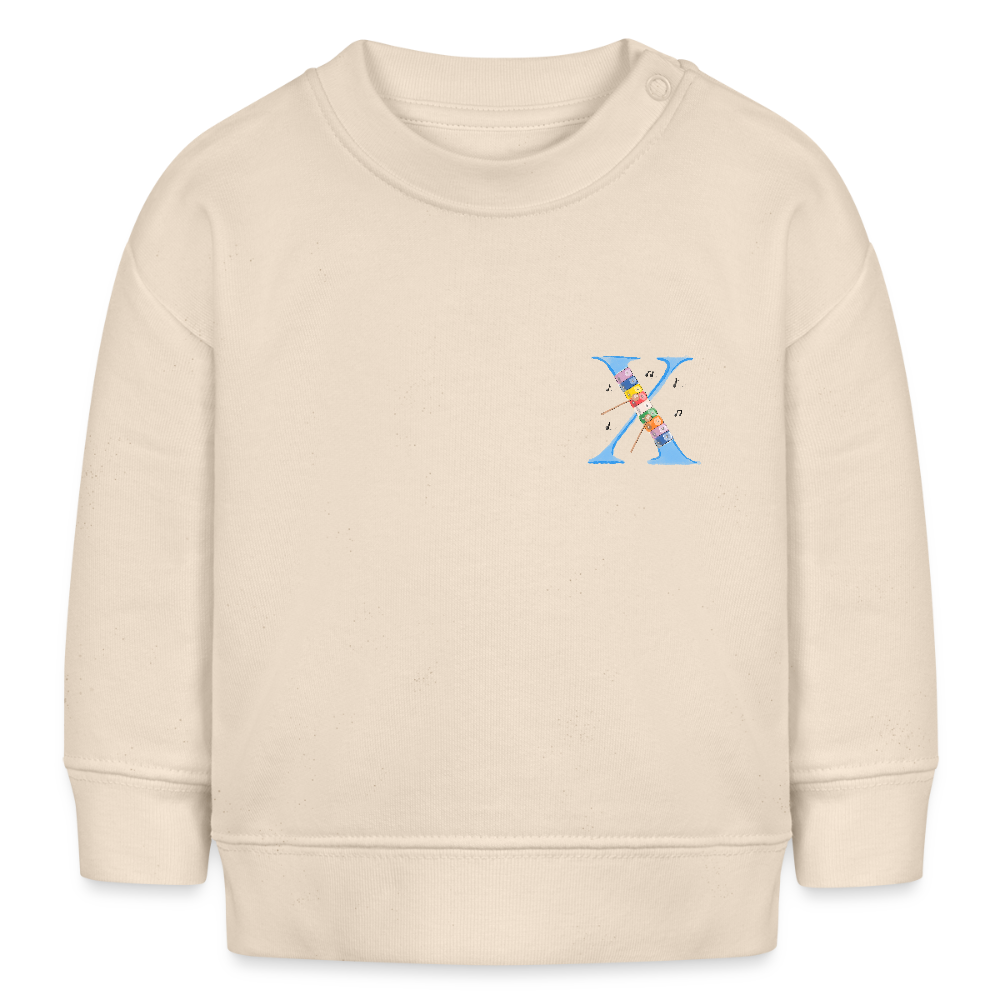 Baby Sweatshirt personalisiert – Bio-Baumwolle Buchstabe "X" - Weißgrau