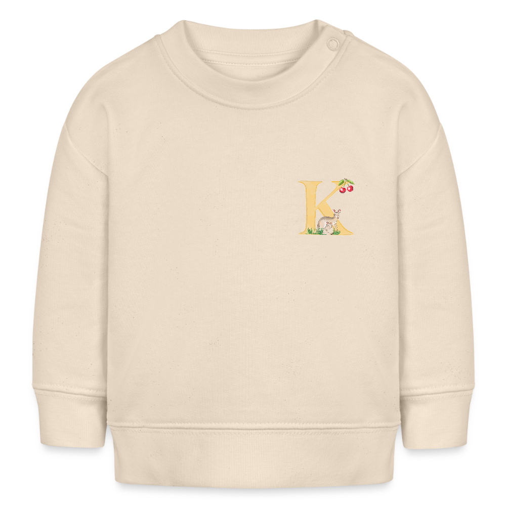 Baby Sweatshirt personalisiert – Bio-Baumwolle Buchstabe "K" - Weißgrau